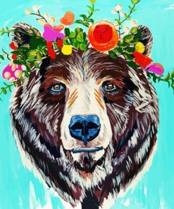 floral bear paint by number