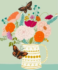 Flowers And Butterflies paint by numbers