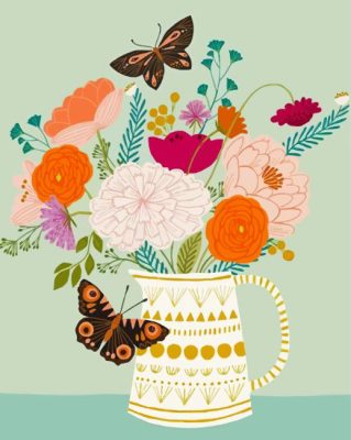 Flowers And Butterflies paint by numbers