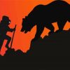 Grizzly Bear Silhouette Art Grizzly Bear Silhouette Sunset paint by numbers