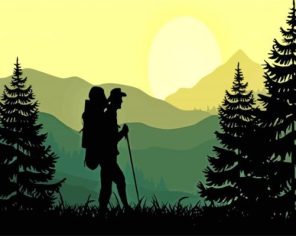 Hiking Man Silhouette paint by numbers