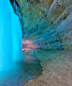 inside the frozen Minnehaha falls paint by number