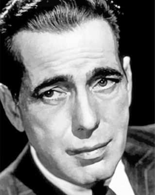 Monochrome Humphrey Bogart paint by numbers 