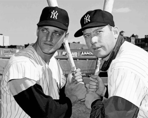 Monochrome Mickey Mantle And Roger Maris  Paint by numbers