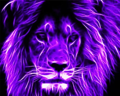 neon Purple lion paint by number