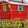 Red Vintage Gypsy Caravan paint by numbers
