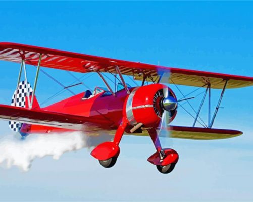 Red Bi Plane Paint by numbers