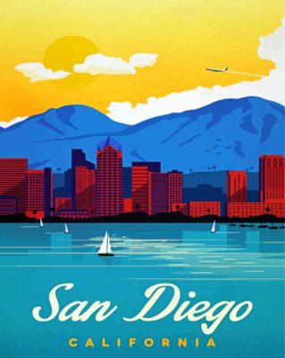 san diego california poster paint by number