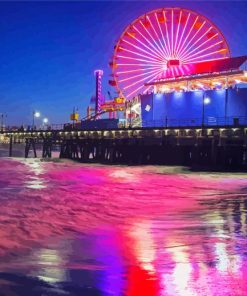 santa monica pier at night paint by number