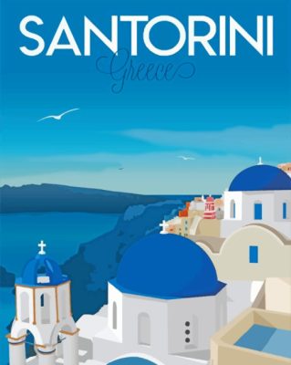 santorini Greece poster paint by number