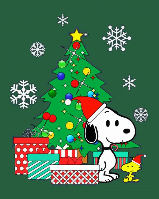Snoopy In Christmas Paint By Numbers - Numeral Paint Kit