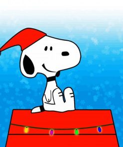 Snoopy With Santa Hat paint by numbers