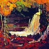 woodland waterfall by Tom Thomson paint by numbers