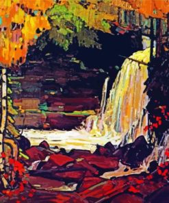 woodland waterfall by Tom Thomson paint by numbers