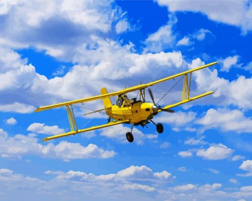 Yellow Bi Plane Crop Duster Paint by numbers