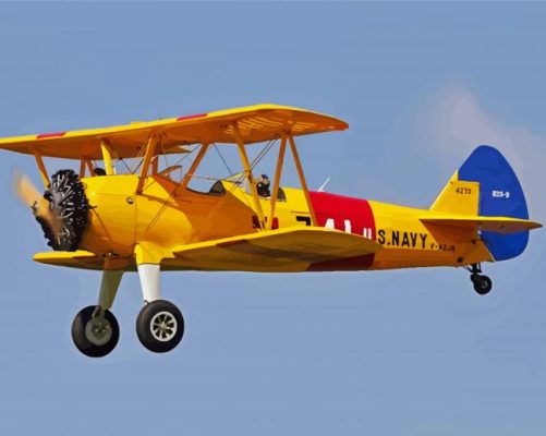 Yellow Bi Plane Paint by numbers