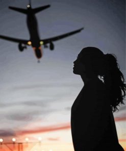 Airplane Girl Silhouette Paint by numbers