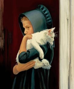 Amish Girl And Cat Paint by numbers