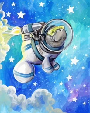 Astronaut manatee art paint by numbers