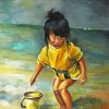 Chinese Child On Beach paint by numbers