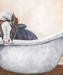 Cow in bathtub paint by number