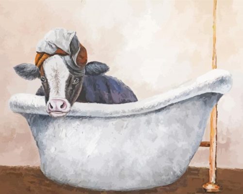 Cow in bathtub paint by number