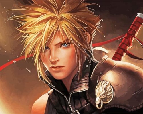 Final Fantasy Cloud Strife paint by numbers