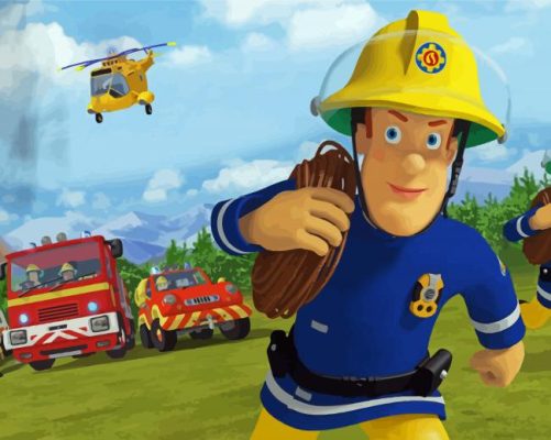 Fireman Sam Hero Fireman paint by numbers