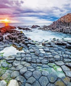 Giants causeway with sunset paint by number