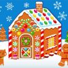 Gingerbread house art paint by numbers
