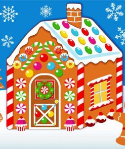 Gingerbread house art paint by numbers