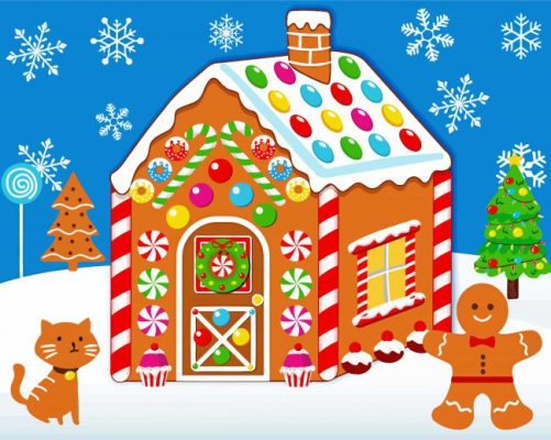 Gingerbread house art paint by numbers