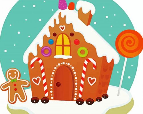 Gingerbread house paint by number