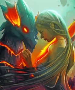 Girl And Dragon paint by numbers