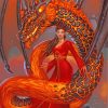 Girl With Big Dragon paint by numbers