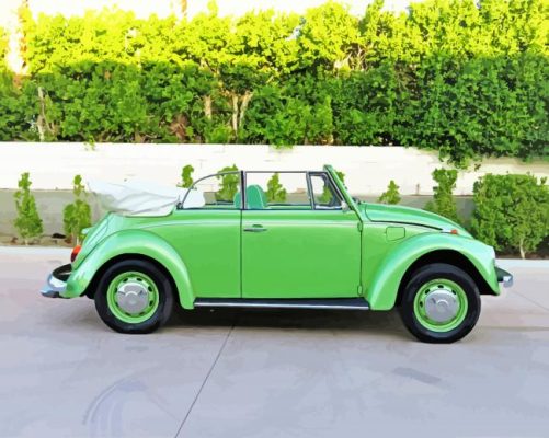 Green Vw Beetle Convertible paint by numbers