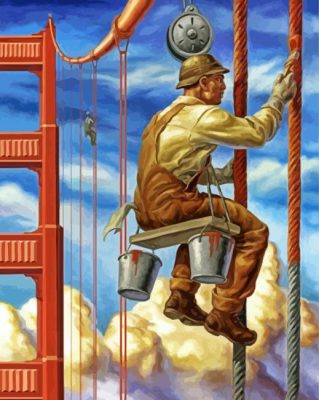 Iron workers paint by numbers