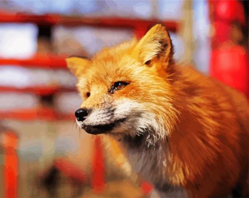 Japanese fox animal paint by numbers