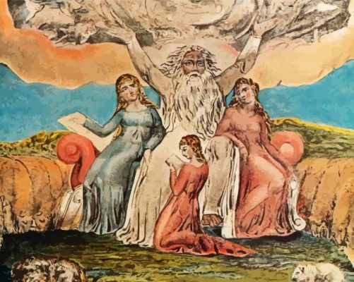 Job And His Daughters By William Blake Piant by numbers