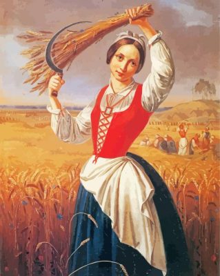 Lithuanian Harvest Woman Paint by numbers