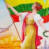 Lithuanian Woman And Flag Paint by numbers