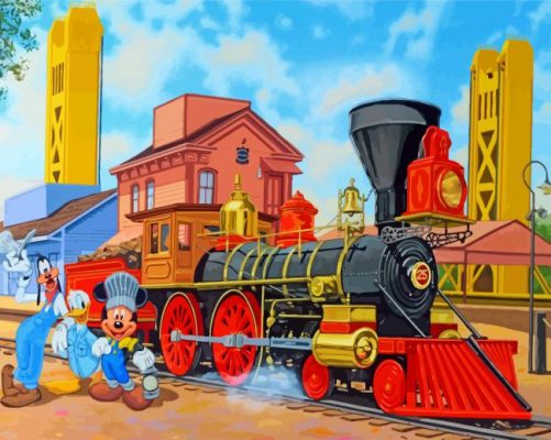 Mickey Mouse Disneyland Train paint by numbers