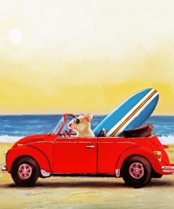 Mouse On Vw Beetle Convertible paint by numbers