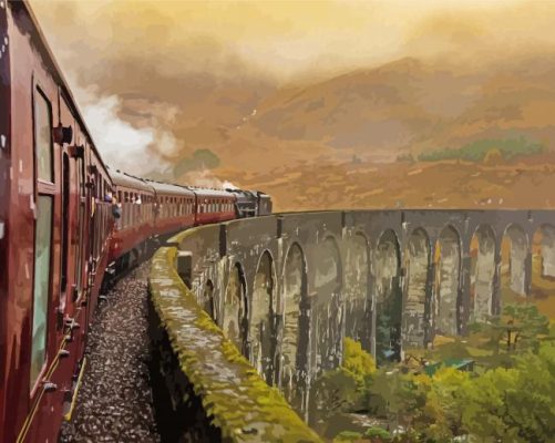 North wales train paint by number