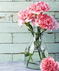 Pink Carnations Glass Vase paint by numbers