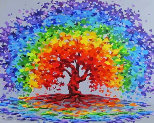 Rainbow Tree Illustration paint by numbers