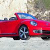 Red Vw Beetle Convertible paint by numbers