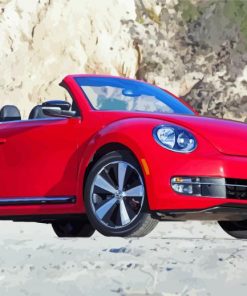 Red Vw Beetle Convertible paint by numbers
