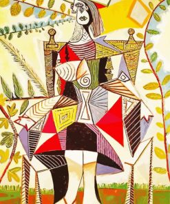 Seated Woman In A Garden By Picasso paint by number