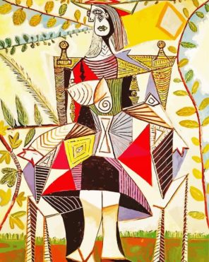 Seated Woman In A Garden By Picasso paint by number